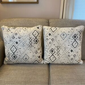 Modern Geometric Woven Throw Pillows Set Two Neutral Tribal Design